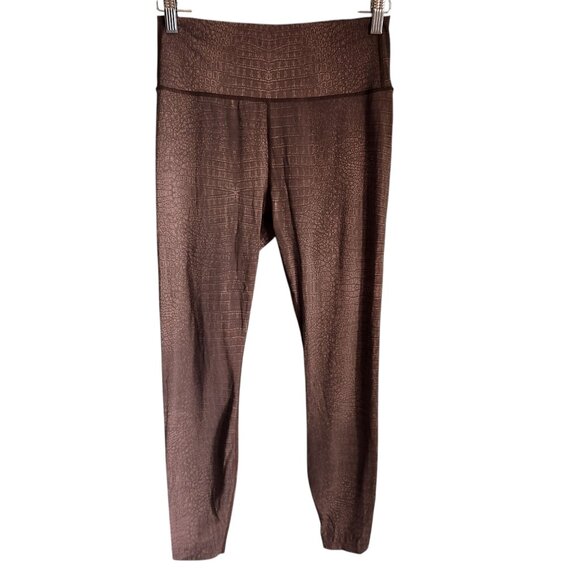Varley Pants Brown Tan Medium Women's Luna Leggings Animal Alligator Print - Picture 1 of 8